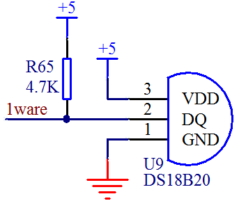 图 16-12 DS18B20 电路原理图