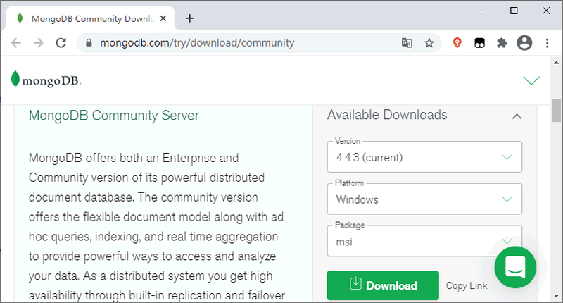 下载 MongoDB 安装包